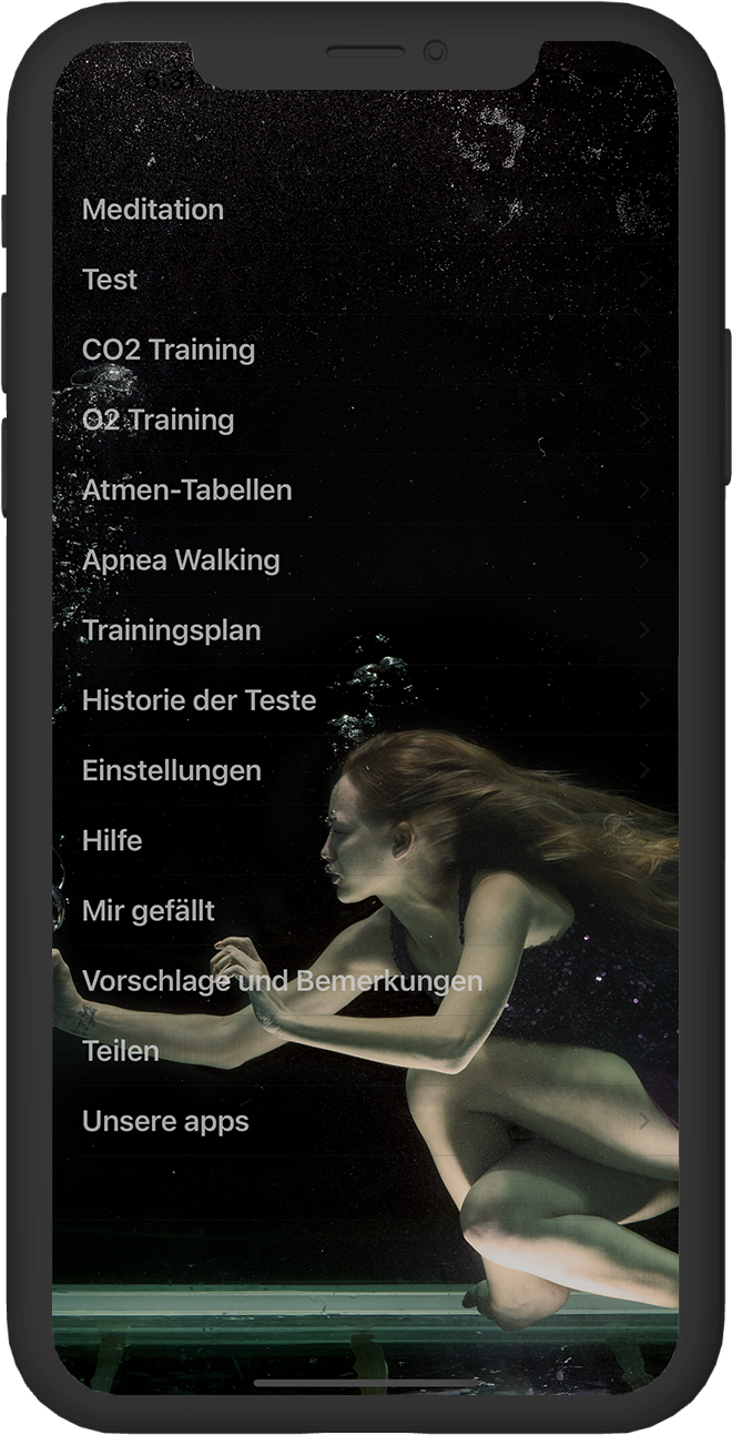 Screenshot vom Apnoe Tabellen Trainer