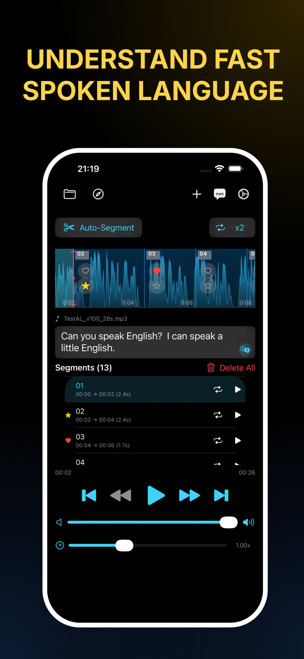 AudioLingo speaking practice results and progress tracking
